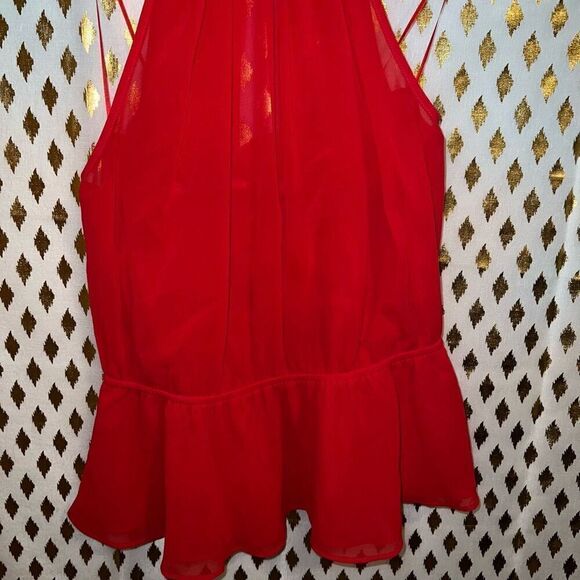 Express red sheer top backless peplum size M - Picture 3 of 5